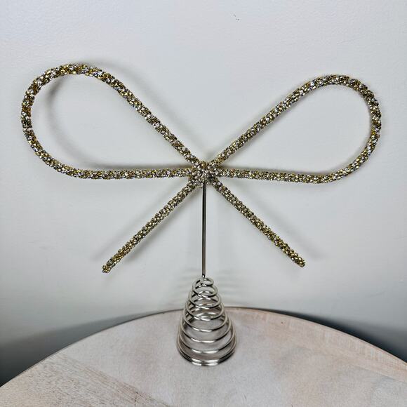 NEW Cupcakes and Cashmere Gold Crystal Bow Tree Topper Glam Holiday Decor NWT - Picture 12 of 16